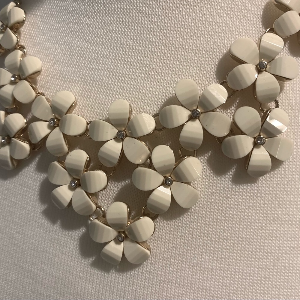 Faux Ivory and Gold Floral Necklace - Picture 3 of 4